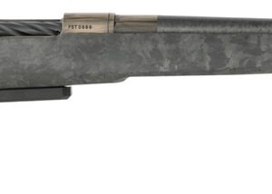 Side view of a bolt-action rifle with muzzle brake