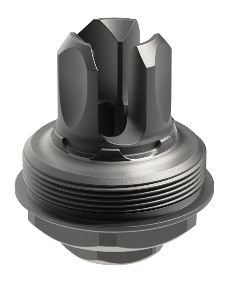 Black threaded plastic plug with slotted raised top