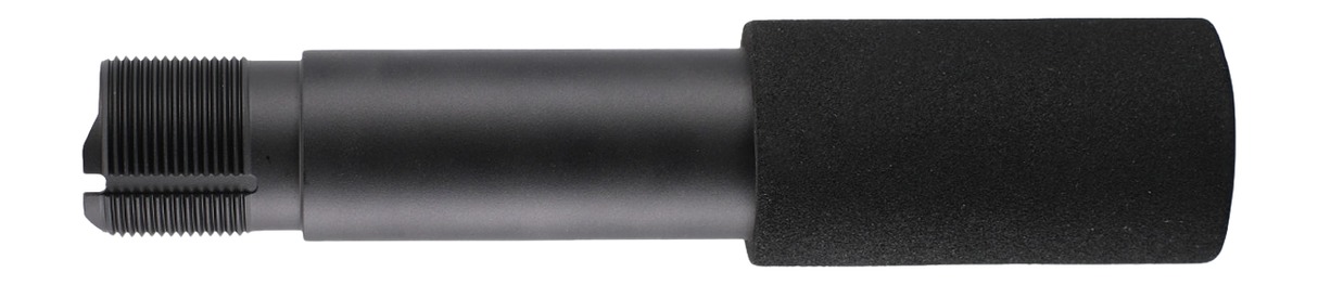 Black foam-covered cylindrical attachment with threaded metal end