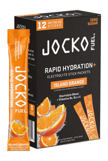 JOCKO Fuel Island Orange rapid hydration electrolyte stick packets