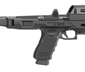 Gray futuristic pistol-caliber carbine with folding brace
