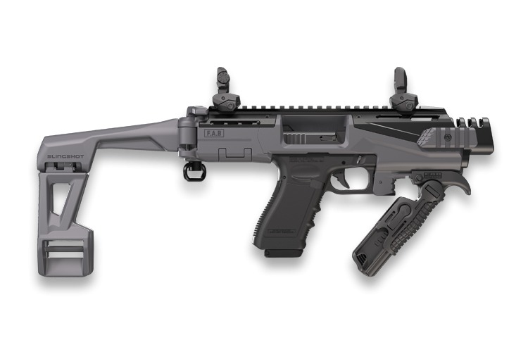 Gray tactical pistol carbine conversion kit with folding stock