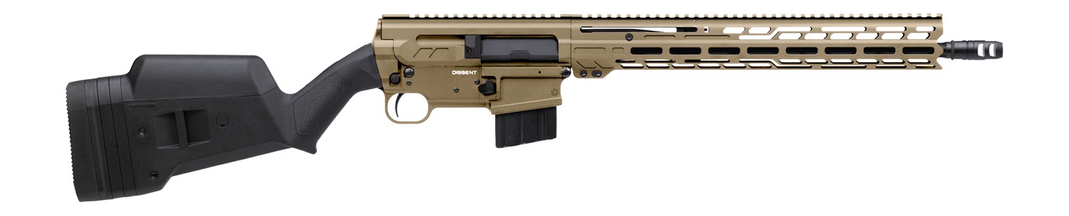 Tan and black modern semi-automatic rifle side view
