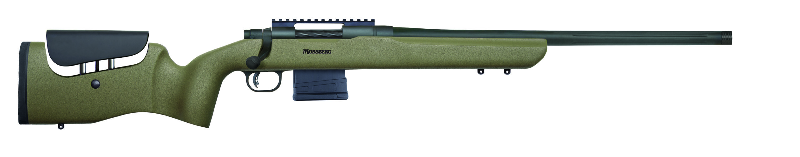 Olive-green Mossberg bolt-action rifle with detachable magazine