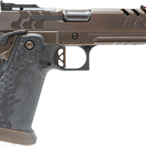 Custom bronze and black semi-automatic pistol with textured grip