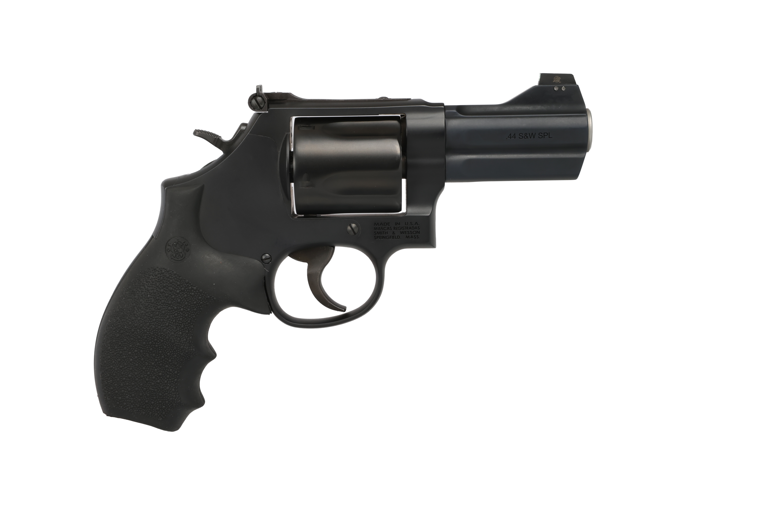 Close-up of black Smith & Wesson .44 Special revolver