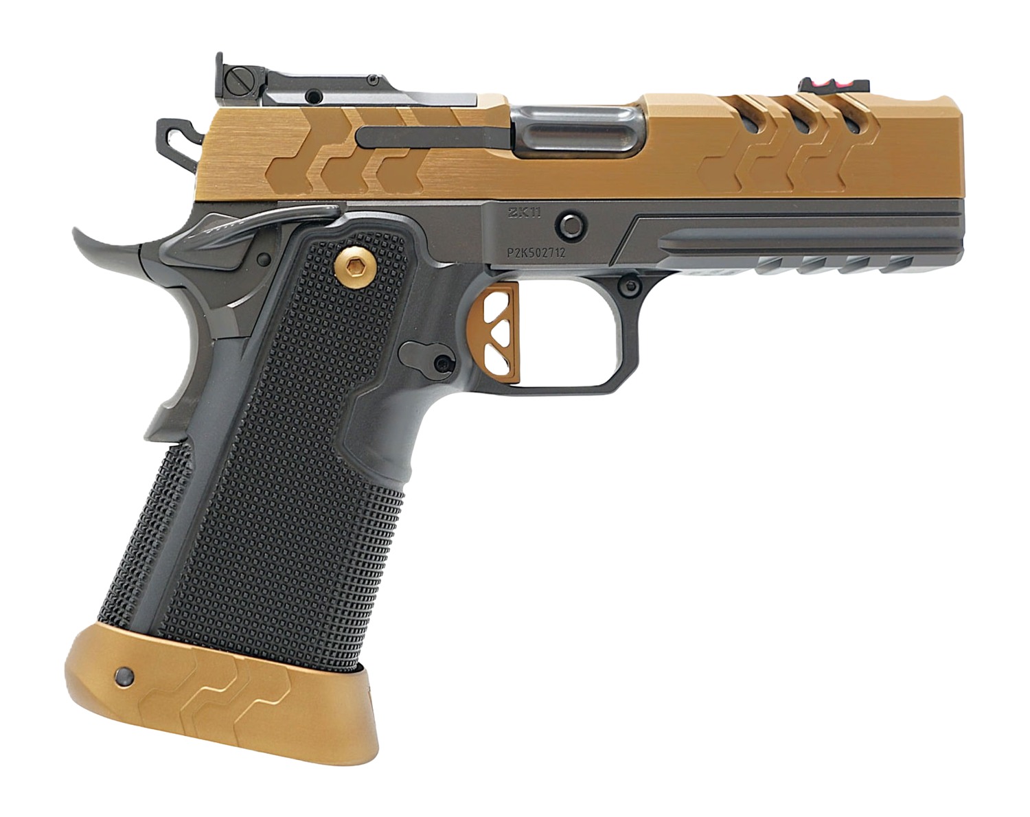 Gold and black customized semi-automatic pistol