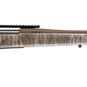 Close-up of camouflaged bolt-action hunting rifle