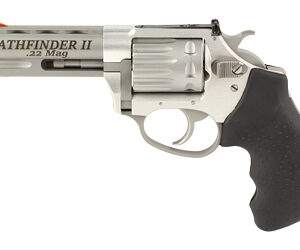 Stainless steel Pathfinder II .22 Magnum revolver with black grip