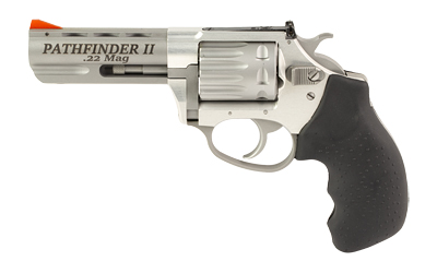 Stainless steel Pathfinder II .22 Magnum revolver with black grip