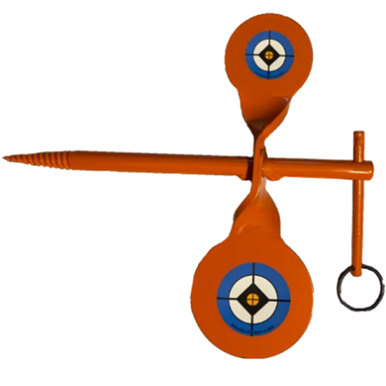 Orange target-shaped metal clamp with threaded screw and ring handle