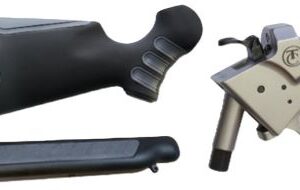 Disassembled black grip and silver trigger mechanism