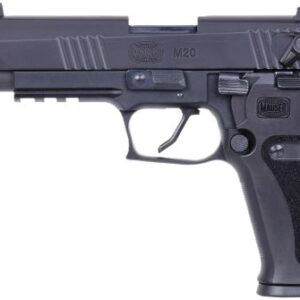 Black Mauser M20 semi-automatic pistol on white background