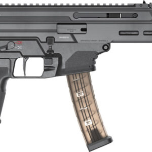 Black KRISS submachine gun with translucent curved magazine