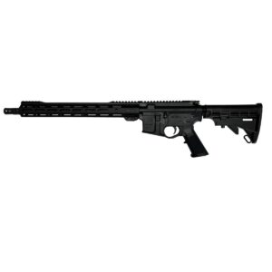 Black AR-style rifle isolated on white background
