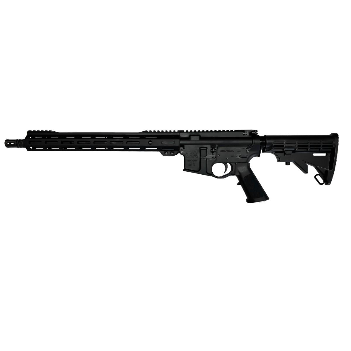 Black AR-style rifle isolated on white background
