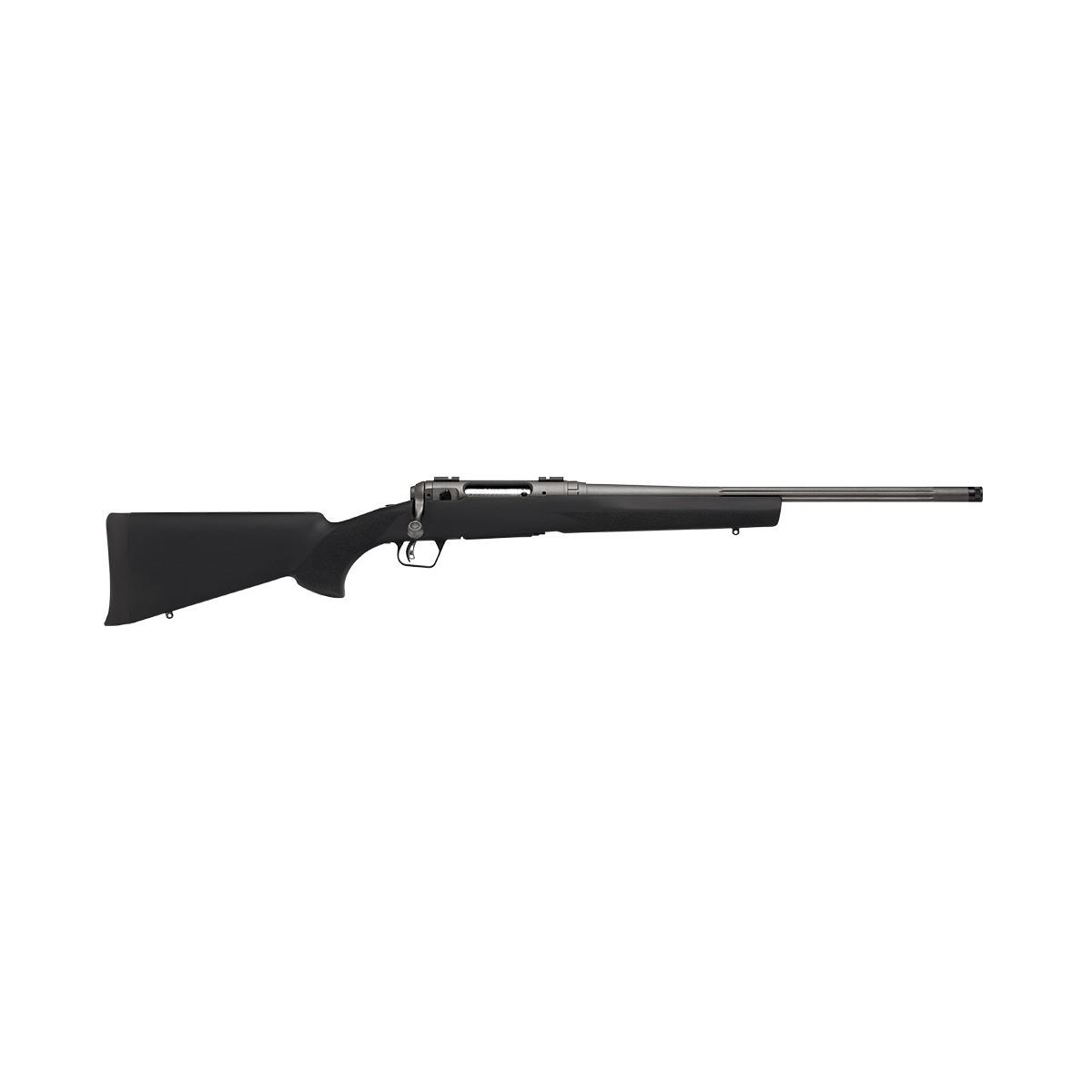Black bolt-action rifle on a white background