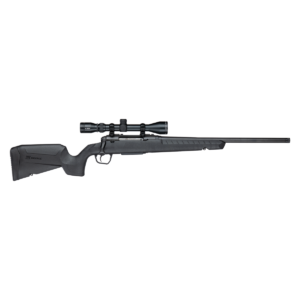Black Savage bolt-action rifle with mounted scope