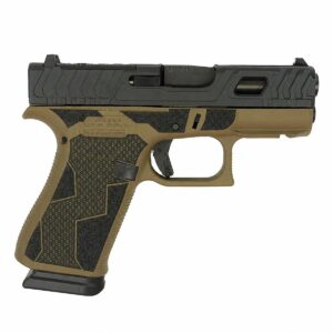 Two-tone Glock-style semi-automatic pistol on white background