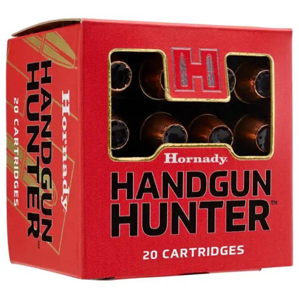 Hornady Handgun Hunter ammunition box with visible cartridges