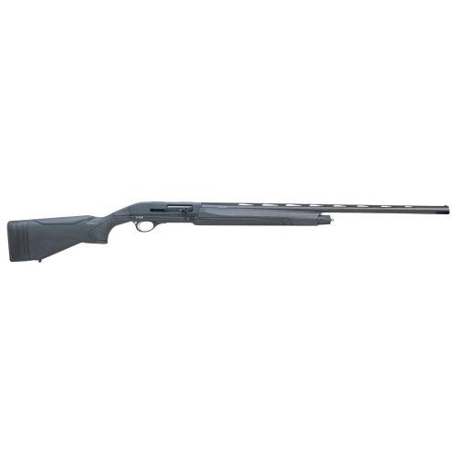 Black semi-automatic shotgun shown in side profile