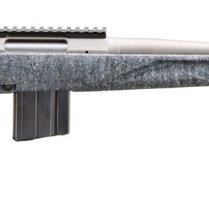 Bolt-action rifle with gray stock and stainless barrel
