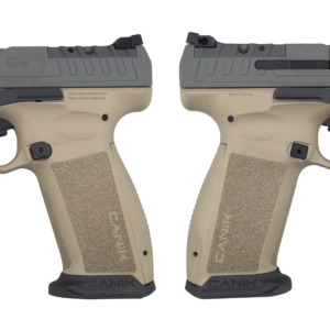 Two Canik semi-automatic pistols on a white background