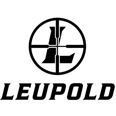 Leupold black logo with stylized rifle scope emblem
