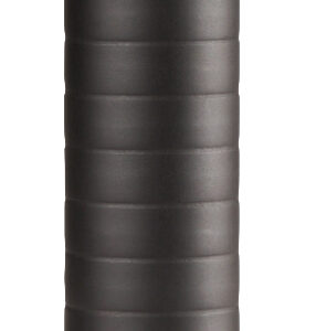 Black ribbed cylindrical device with capped bottom