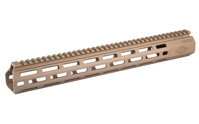 Tan ventilated rifle handguard with top Picatinny rail