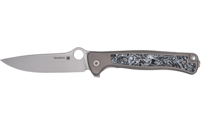 Silver folding knife with patterned handle insert