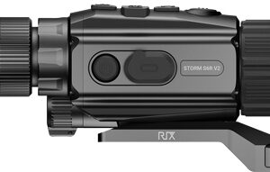 Side view of a black thermal imaging monocular