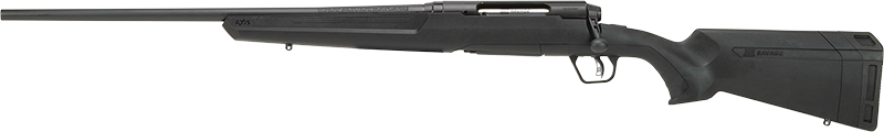 Black bolt-action hunting rifle with synthetic stock