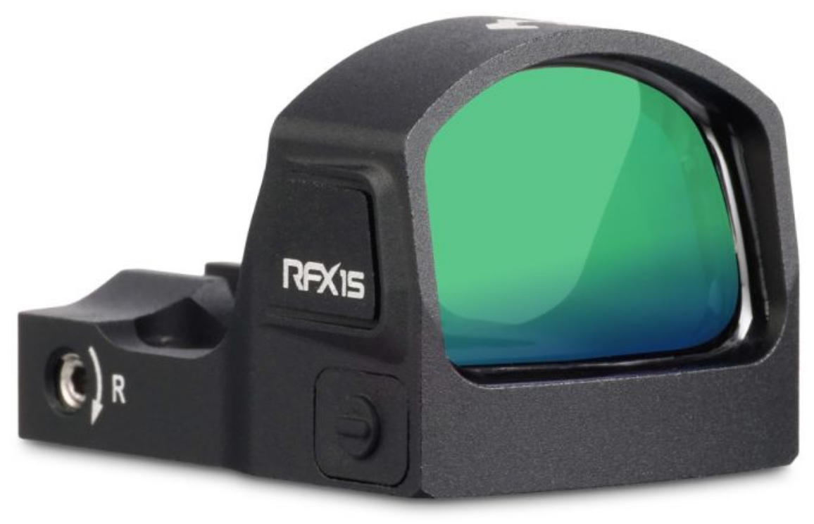 Black RFXIS reflex sight with green-tinted lens