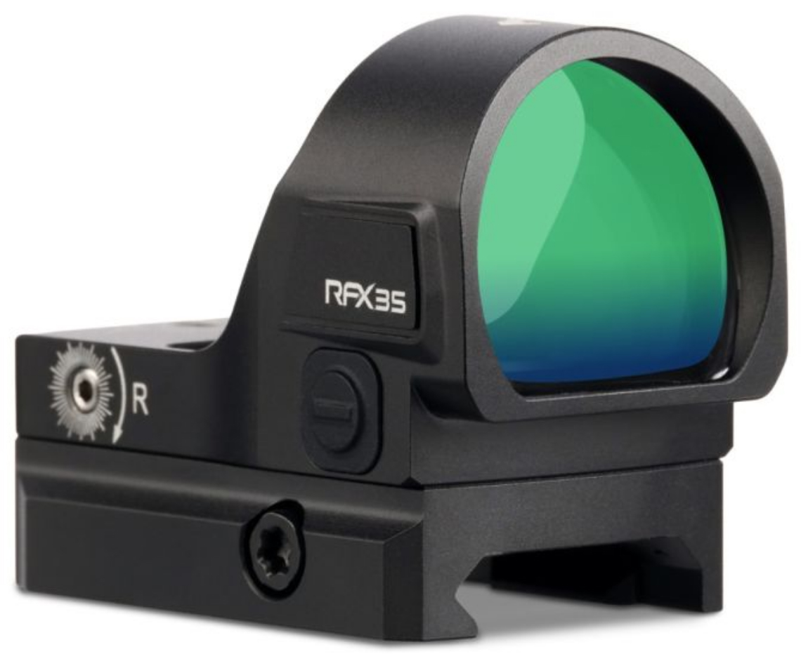 Black RFX35 reflex sight with green-tinted lens