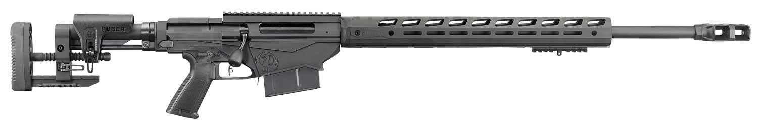 Black Ruger precision bolt-action rifle with adjustable stock