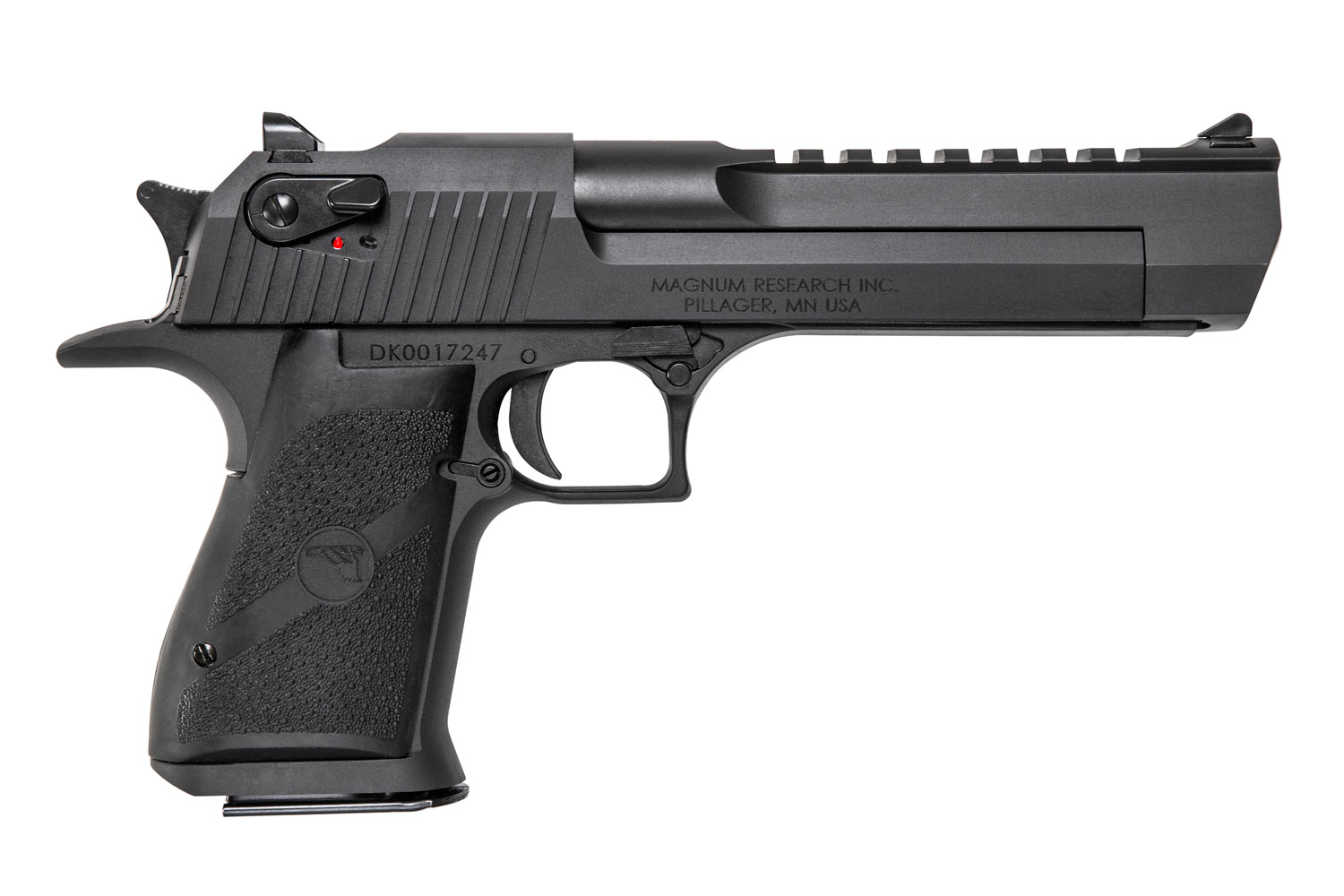 Black Magnum Research Desert Eagle semi-automatic pistol side view