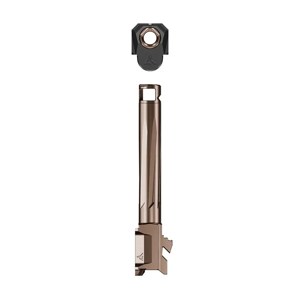 Rose gold metal device with separate black circular cap