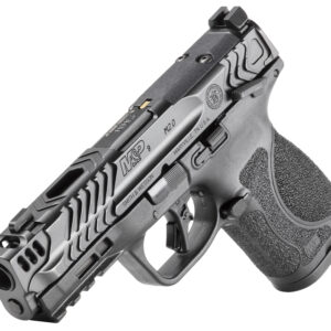 Stacked Smith & Wesson M&P pistols on white background
