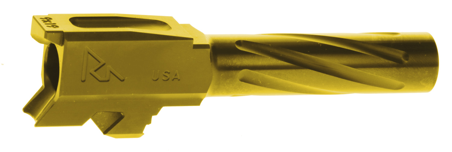 Gold titanium-coated fluted pistol barrel marked USA