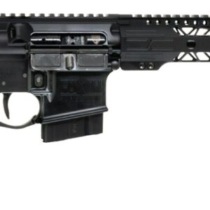 Black AR-style semi-automatic rifle on white background