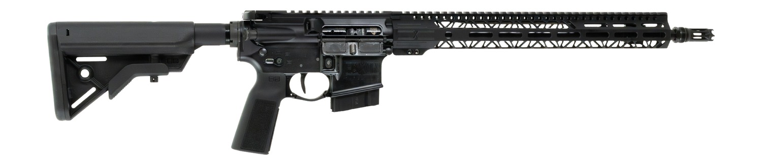 Black AR-style semi-automatic rifle on white background