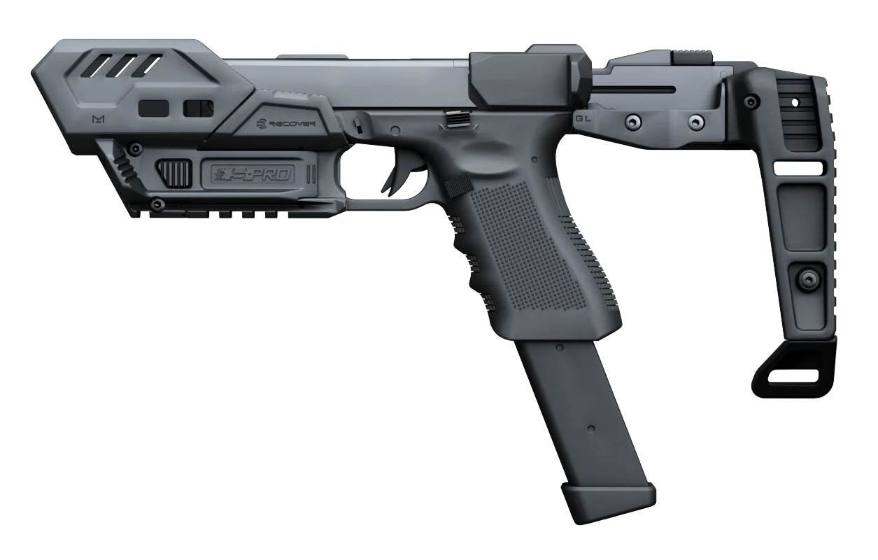 Black tactical carbine conversion kit with extended magazine