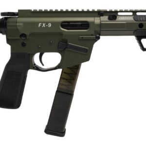 Olive green FX-9 tactical firearm with folding brace