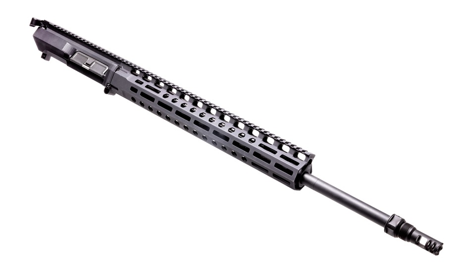 Black rifle upper receiver with ventilated handguard and barrel