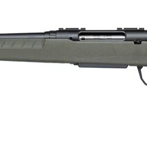 Olive green bolt-action rifle on white background