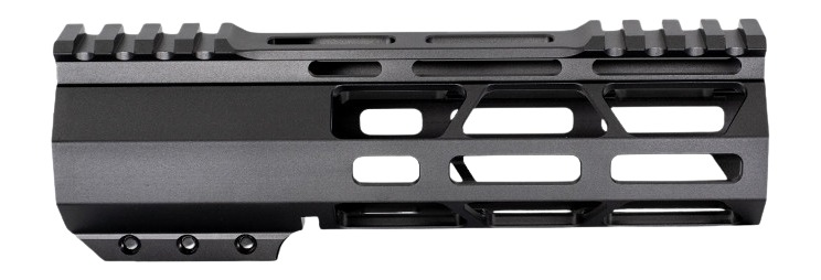 Black ventilated rifle handguard with Picatinny rail