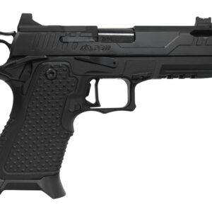 Black 9mm semi-automatic pistol on white background