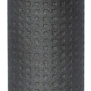 Black cylindrical firearm suppressor with textured grip and hexagonal base
