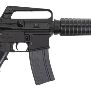 Black M4-style rifle with carrying handle and magazine